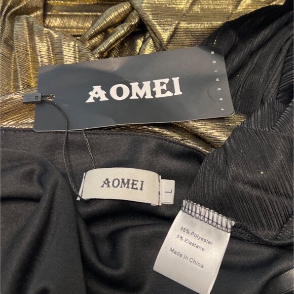 Metallic One-Shoulder Pleated Dress Prom Evening Gown Womens Party Wear Size L - Picture 9 of 15